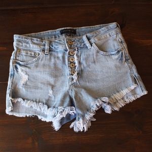 Just USA // High-Rise Button Jean Shorts